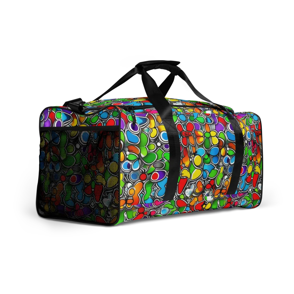 Neon Petal Parade on Duffle Bag — Right Front