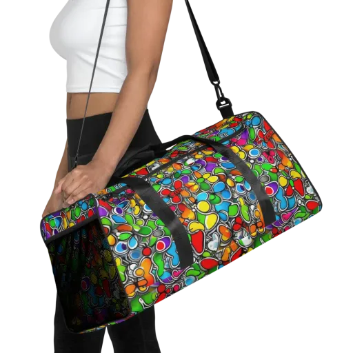 Neon Petal Parade on a Duffle Bag