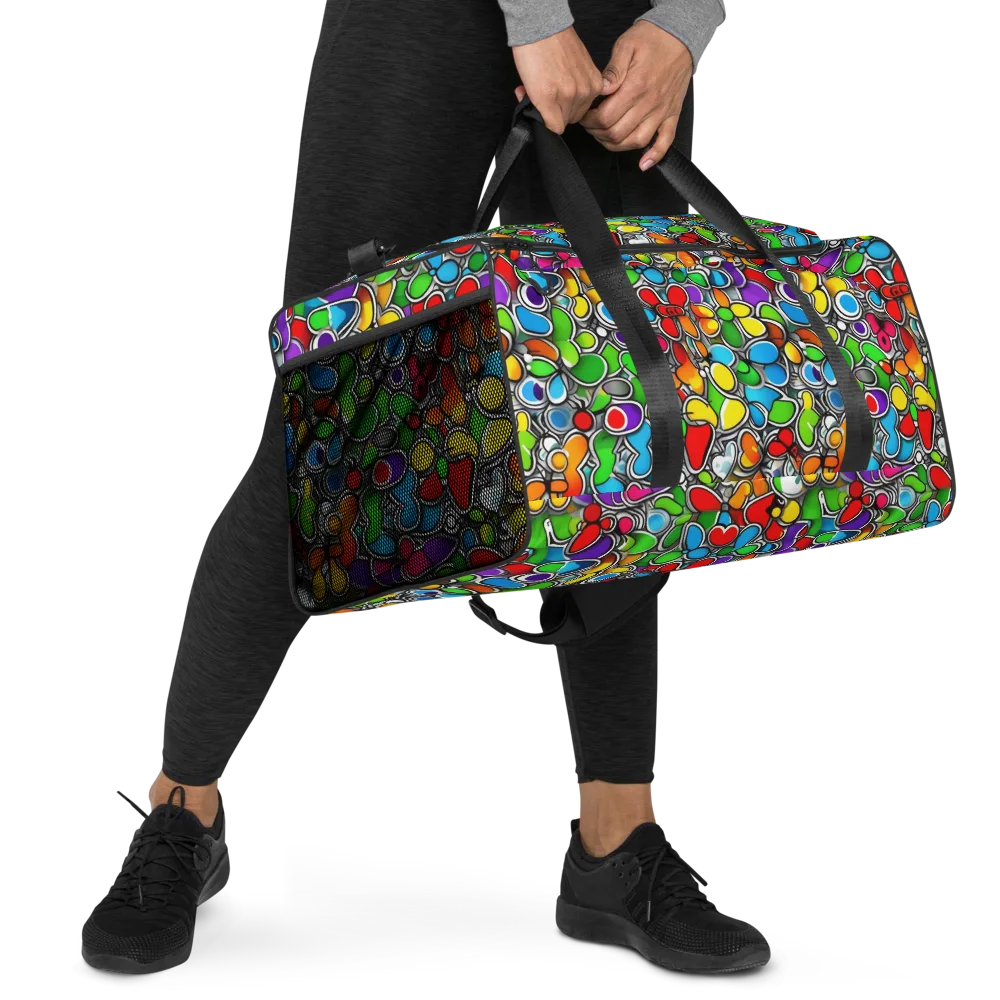 Neon Petal Parade on Duffle Bag — Right Front