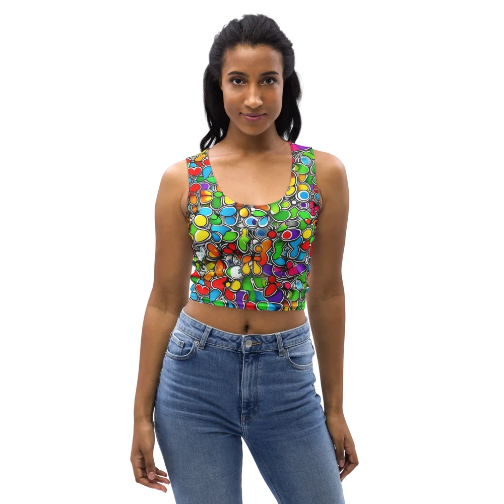 Neon Petal Parade on Crop Top — Front