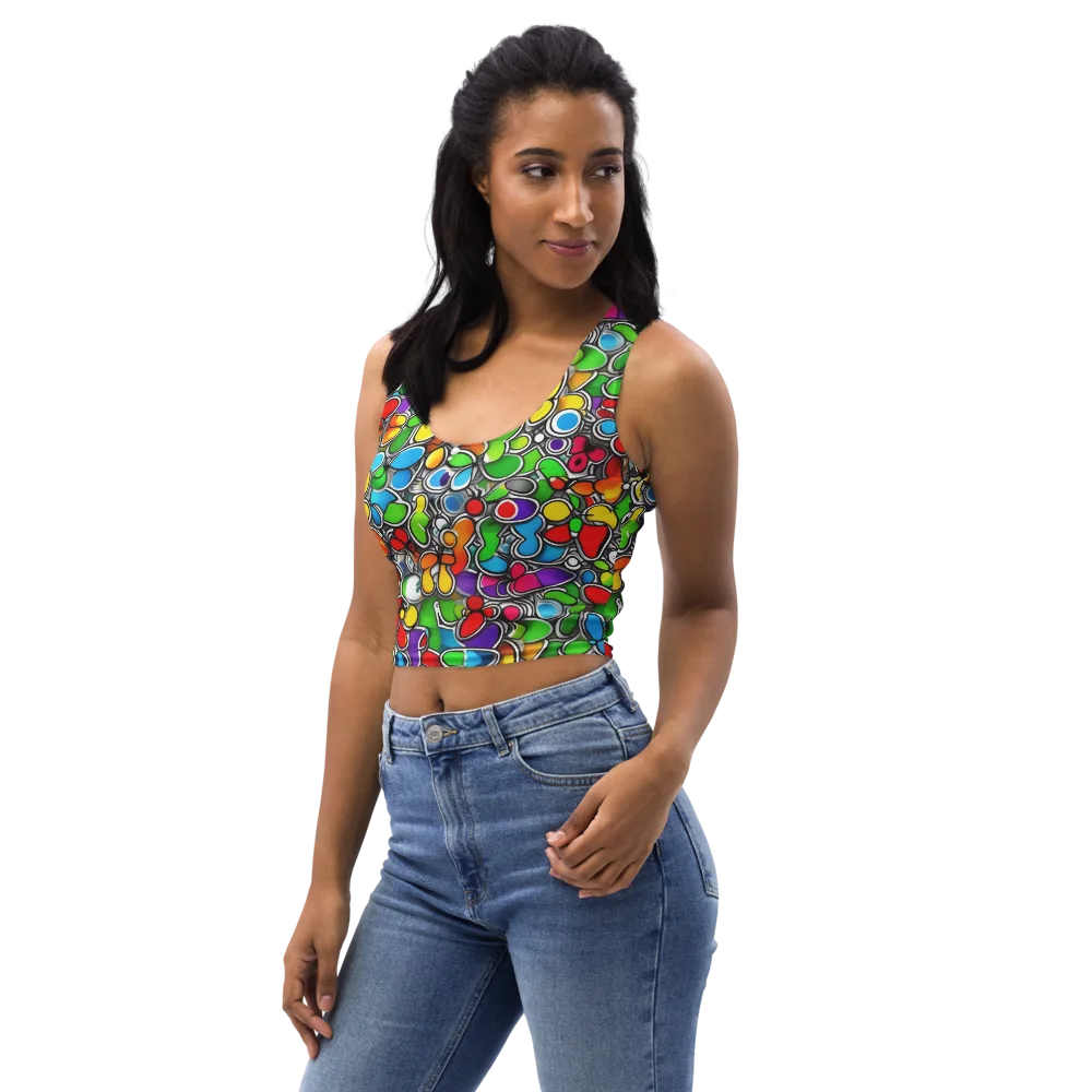 Neon Petal Parade on Crop Top — Left Front