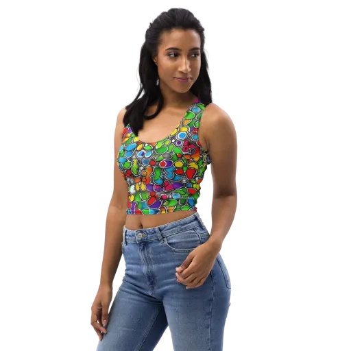 Neon Petal Parade on a Crop Top