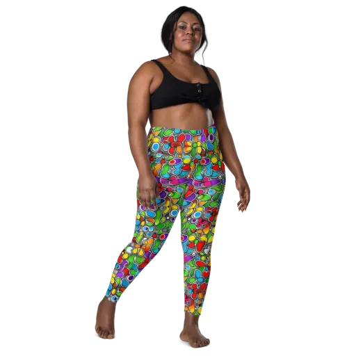 Neon Petal Parade on a Leggings with Pockets