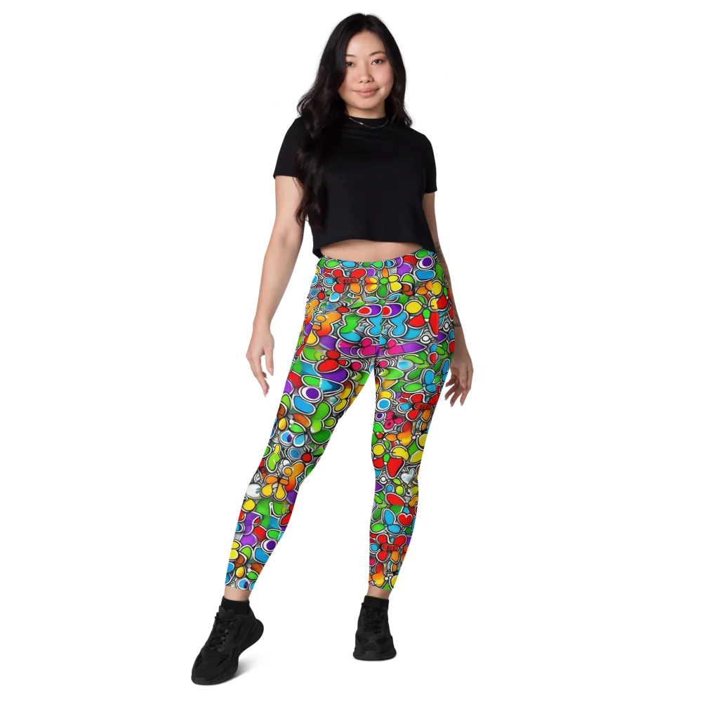 Neon Petal Parade on Leggings with Pockets — Front