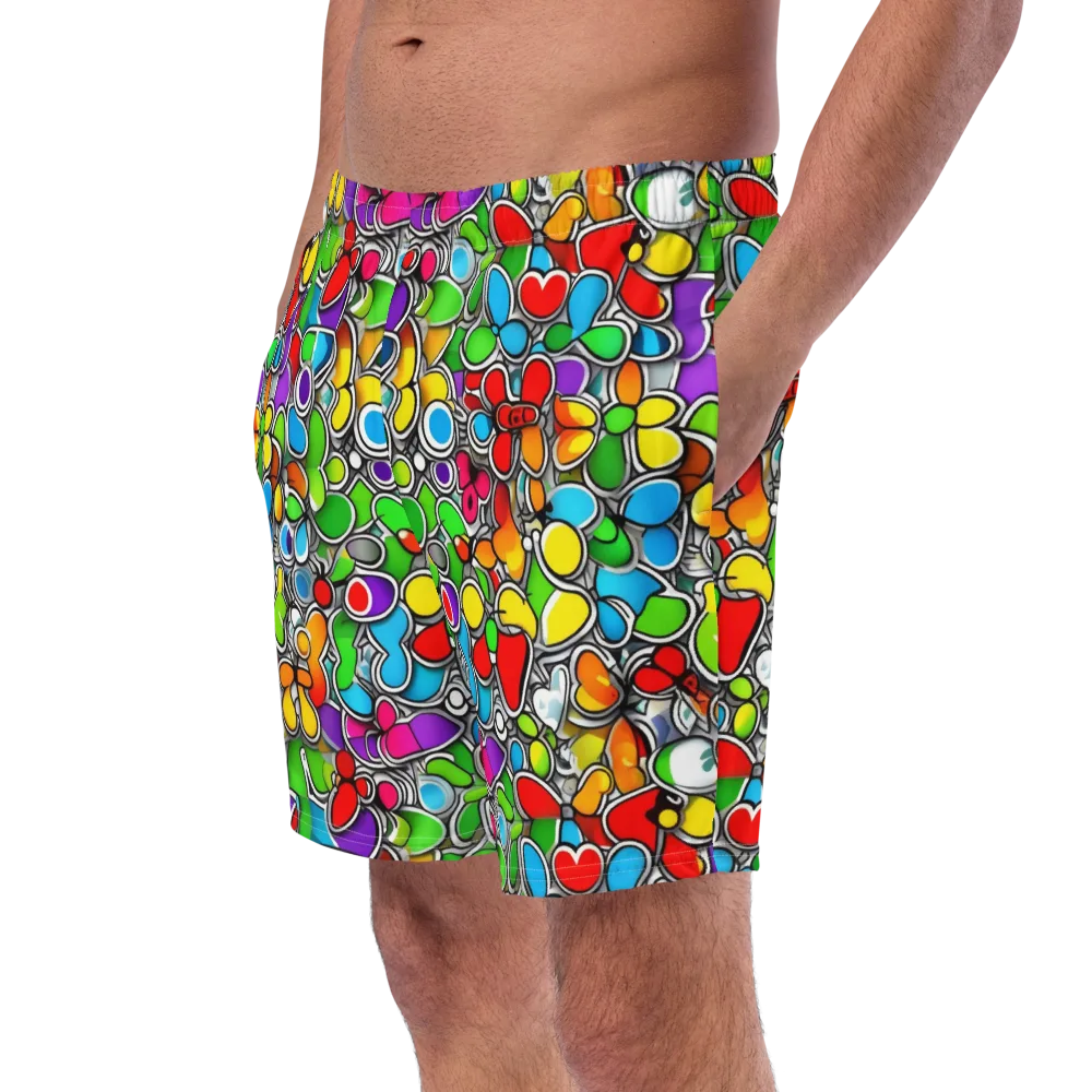 Neon Petal Parade on Swim Trunks — Left Front