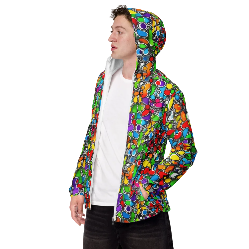 Neon Petal Parade on Men's Windbreaker — Left Front