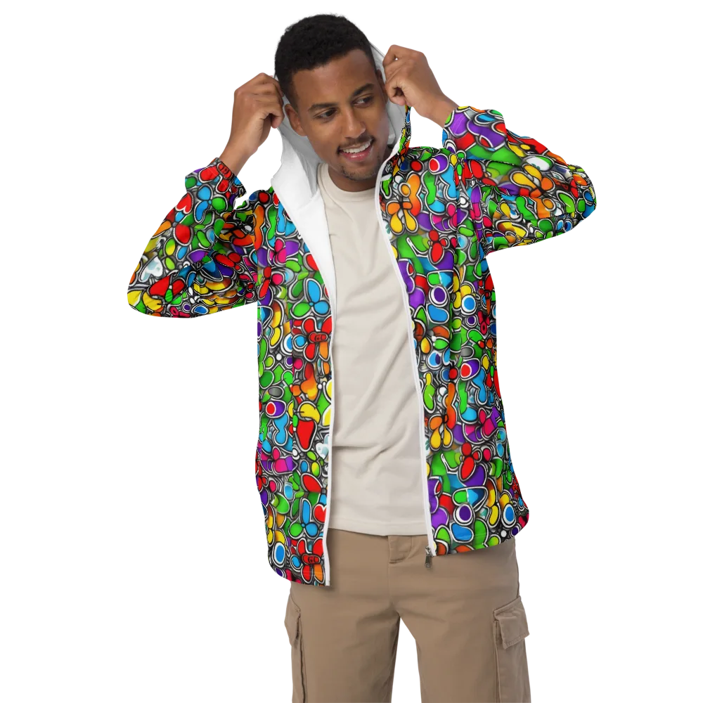 Neon Petal Parade on Men's Windbreaker — Front
