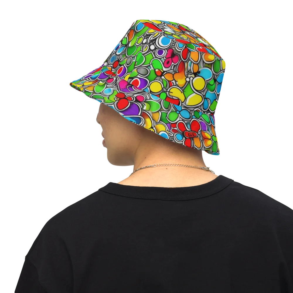 Neon Petal Parade on Reversible Bucket Hat — Back Inside