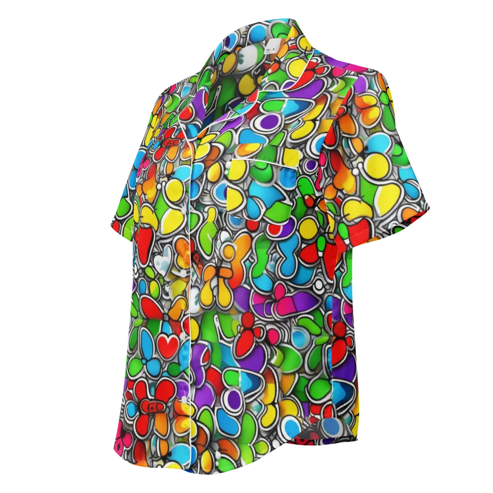 Neon Petal Parade on Women's Short Sleeve Pajama Top — Left Front