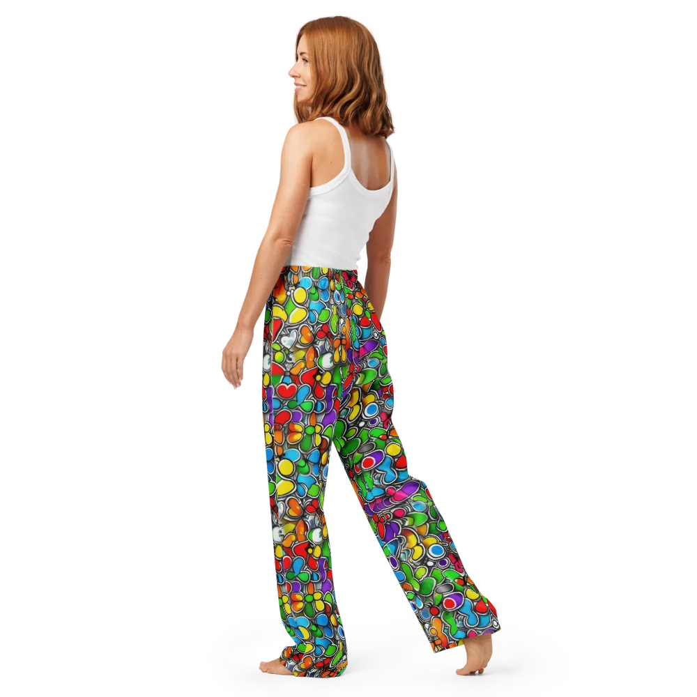 Neon Petal Parade on Women's Pajama Pants — Back