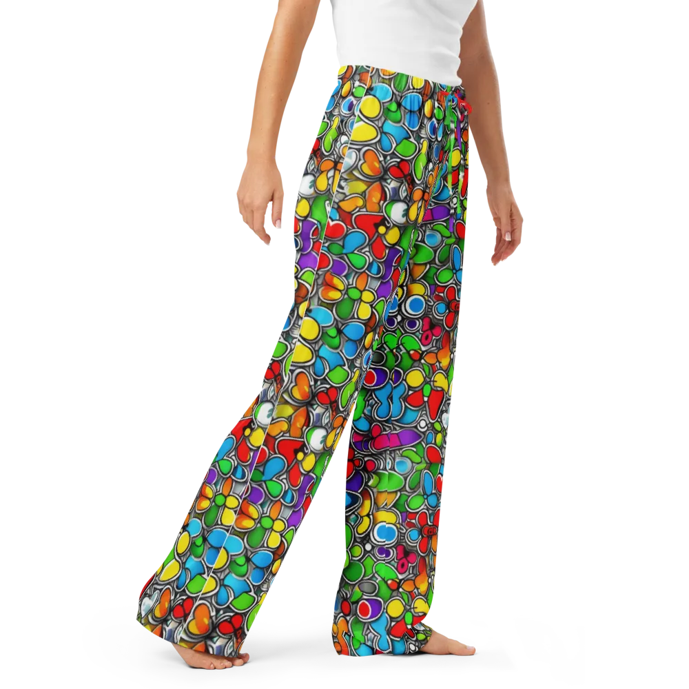 Neon Petal Parade on Women's Pajama Pants — Right Front