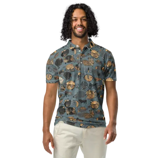 Nocturnal Entomology on a Men's Slim Fit Polo Shirt