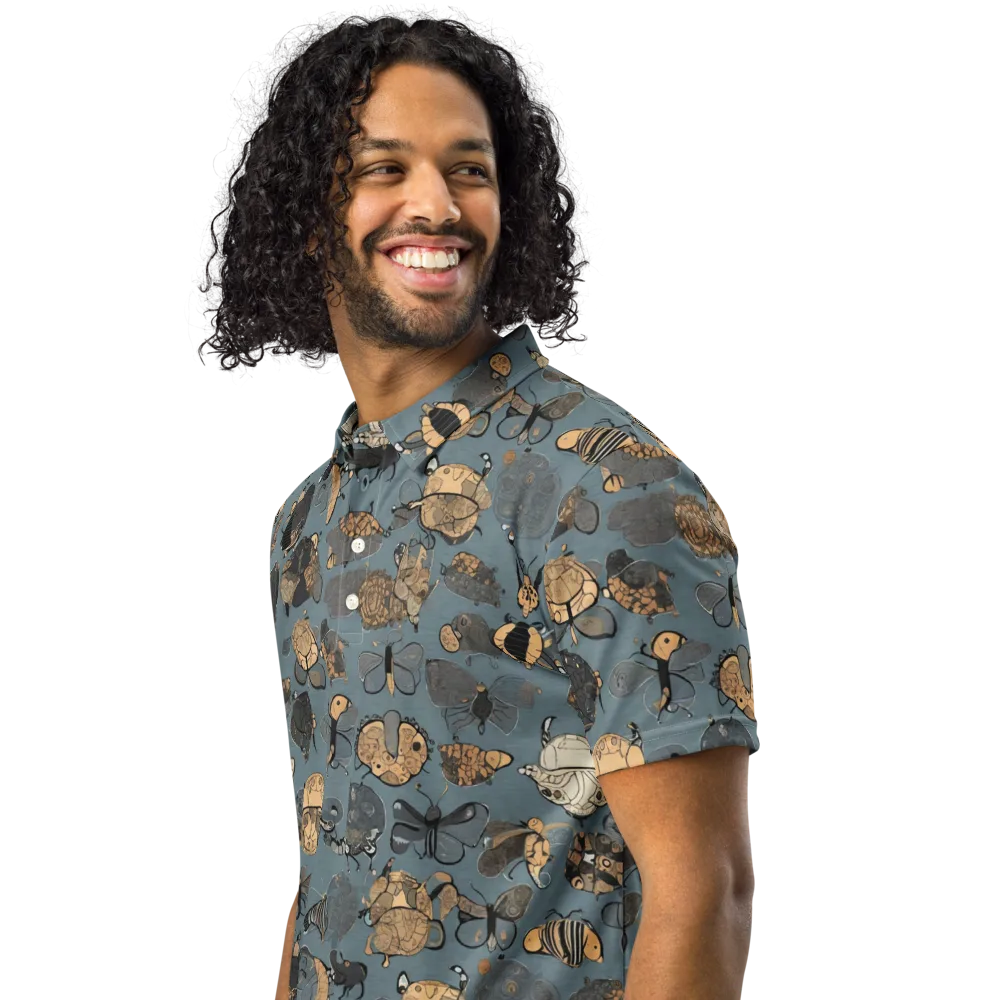 Nocturnal Entomology on Men's Slim Fit Polo Shirt — Left Front