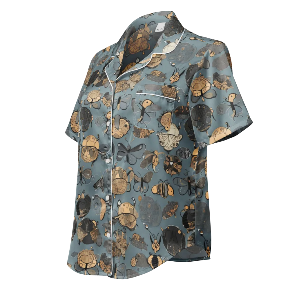 Nocturnal Entomology on Women's Short Sleeve Pajama Top — Left Front