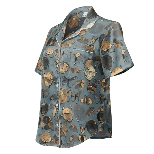 Nocturnal Entomology on a Women's Short Sleeve Pajama Top