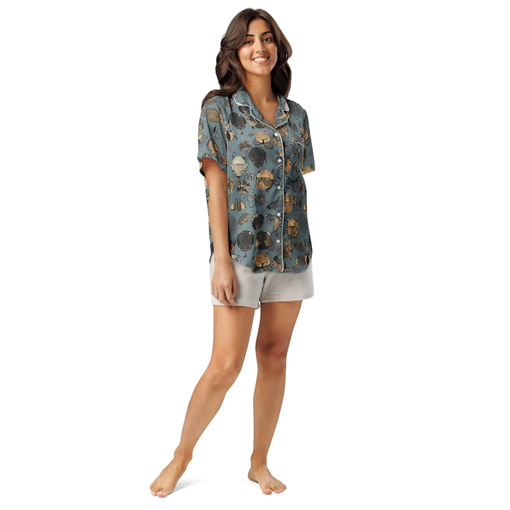 Nocturnal Entomology on Women's Short Sleeve Pajama Top — Front