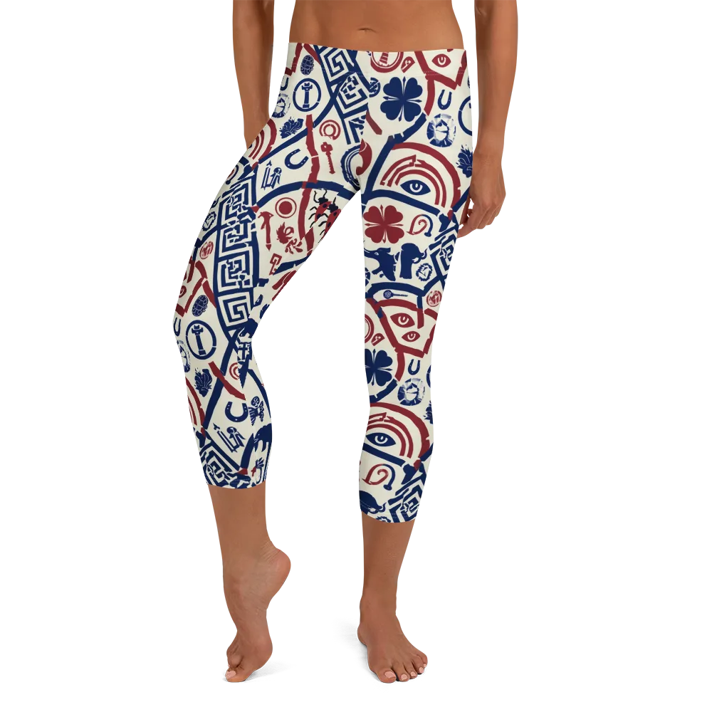Heritage Menagerie on Capri Leggings — Front
