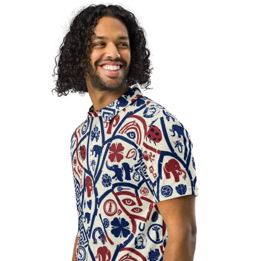 Heritage Menagerie on a Men's Slim Fit Polo Shirt