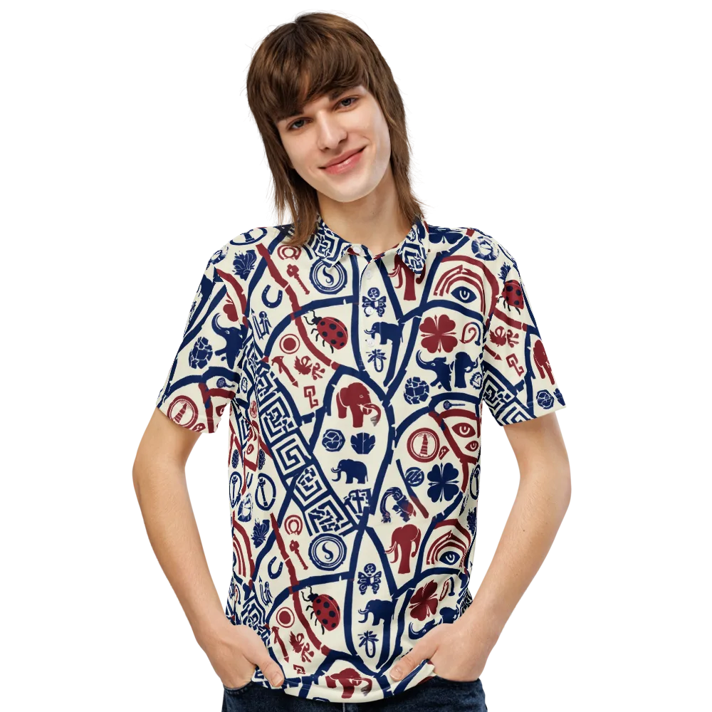 Heritage Menagerie on Men's Slim Fit Polo Shirt — Front