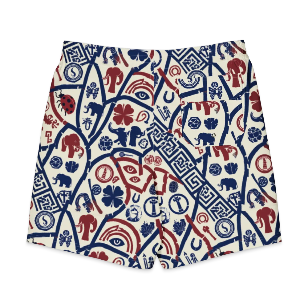 Heritage Menagerie on Men's Board Shorts — Back