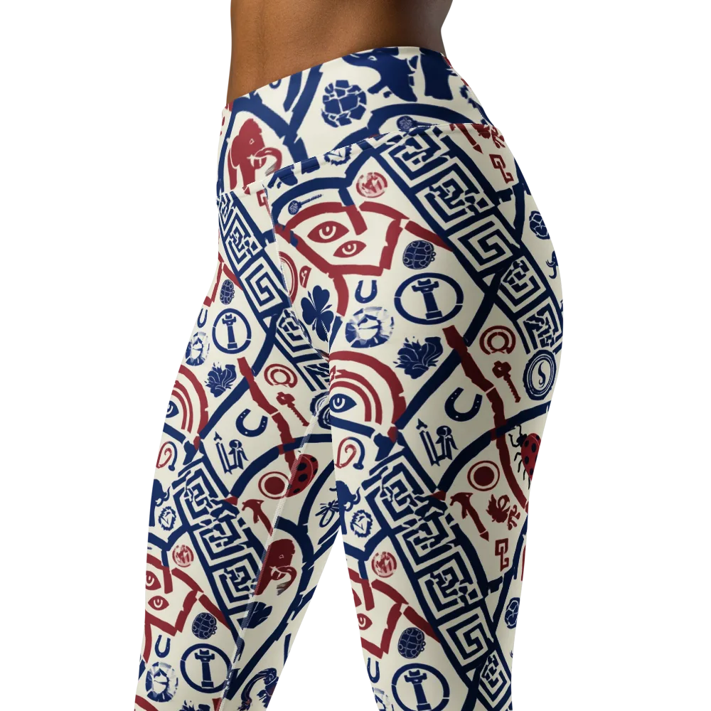 Heritage Menagerie on Yoga Leggings — Left Front