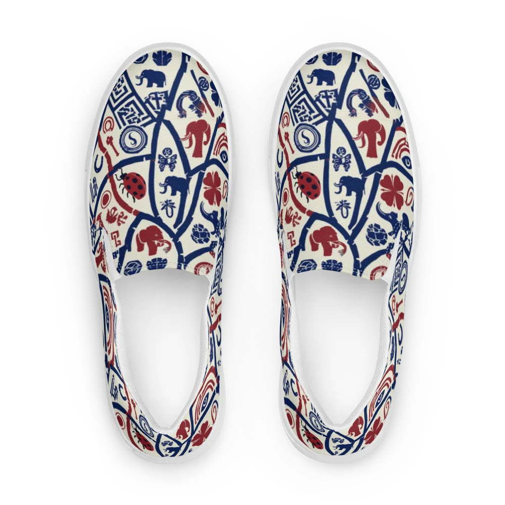Heritage Menagerie on Men's Slip-On Canvas Shoes — Front