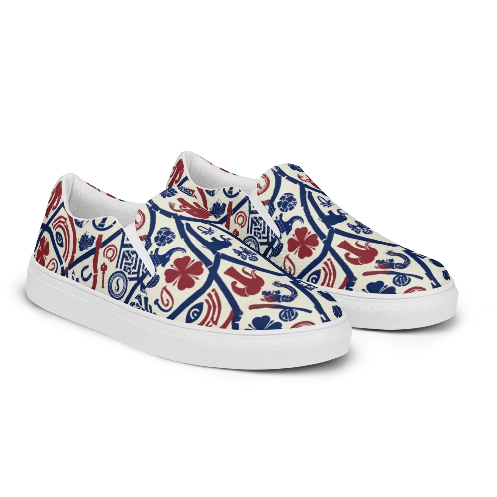 Heritage Menagerie on Men's Slip-On Canvas Shoes — Right Front