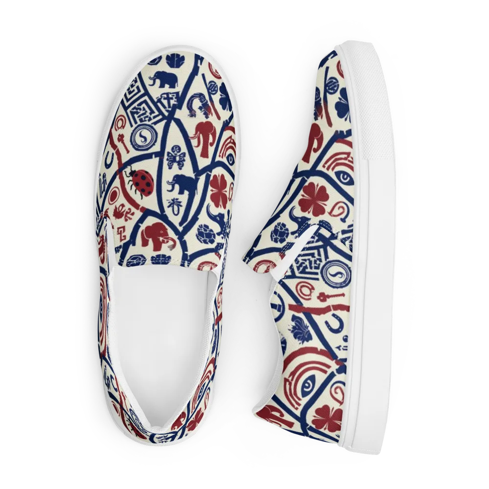 Heritage Menagerie on Men's Slip-On Canvas Shoes — Front