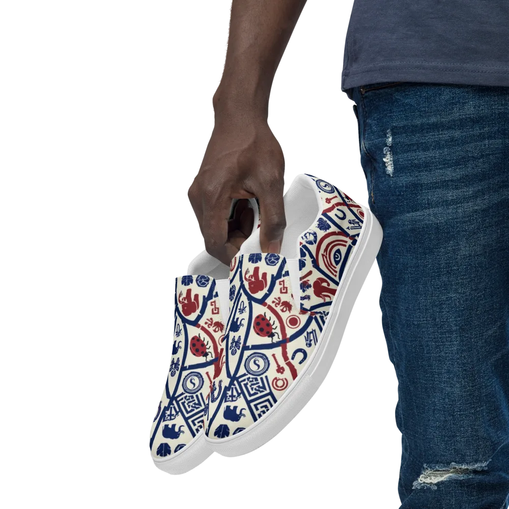 Heritage Menagerie on Men's Slip-On Canvas Shoes — Left Front