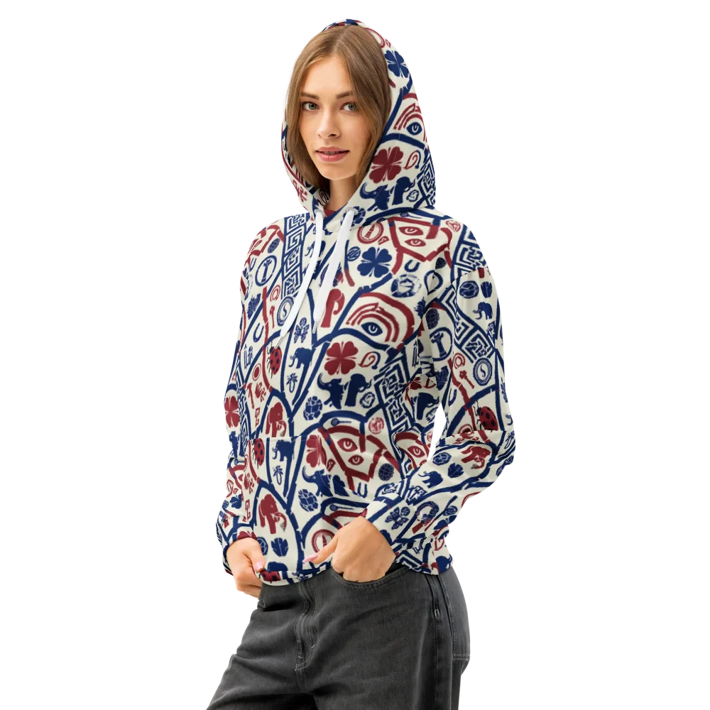 Heritage Menagerie on Cotton Hoodie — Left Front