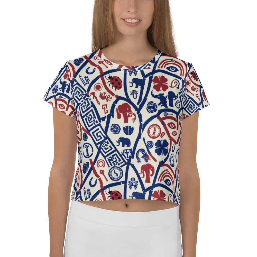 Heritage Menagerie on Crop Tee — Front