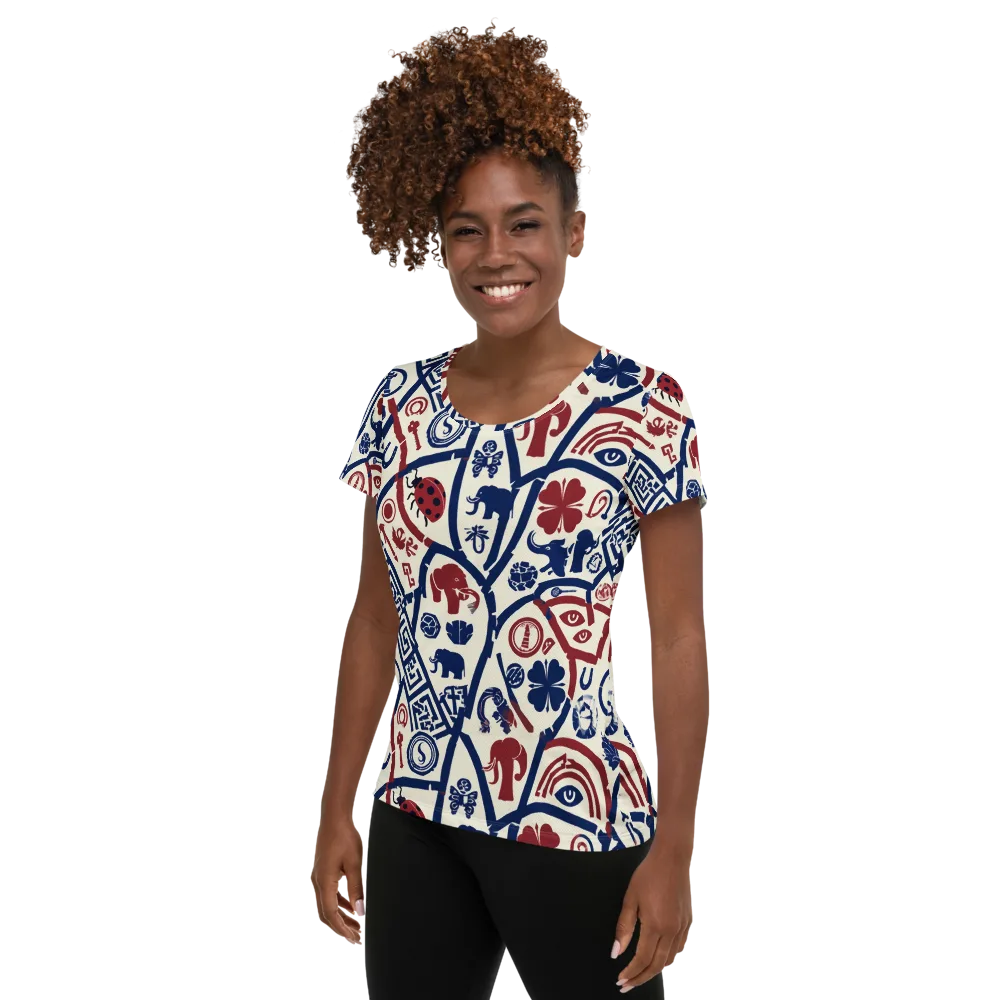 Heritage Menagerie on Women's Athletic T-Shirt — Left