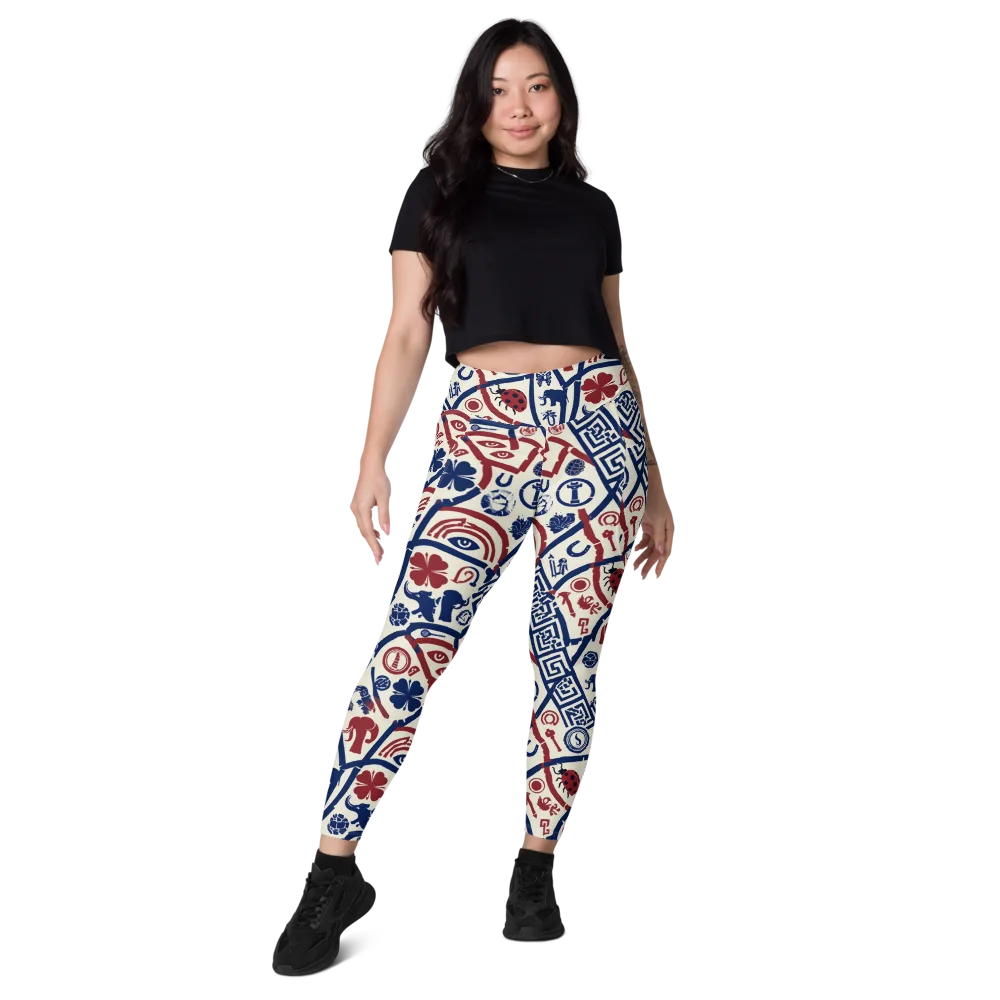 Heritage Menagerie on Leggings with Pockets — Front
