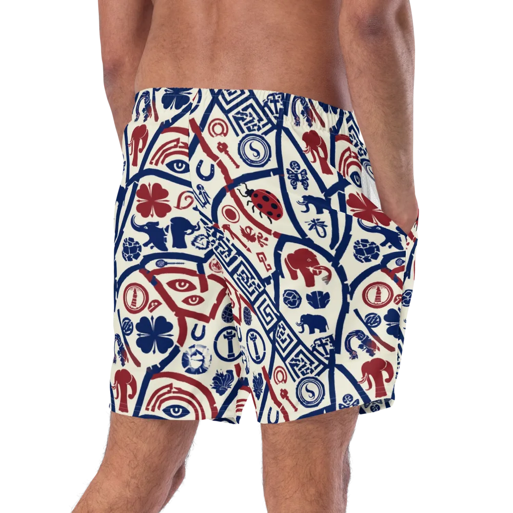 Heritage Menagerie on Swim Trunks — Right Back