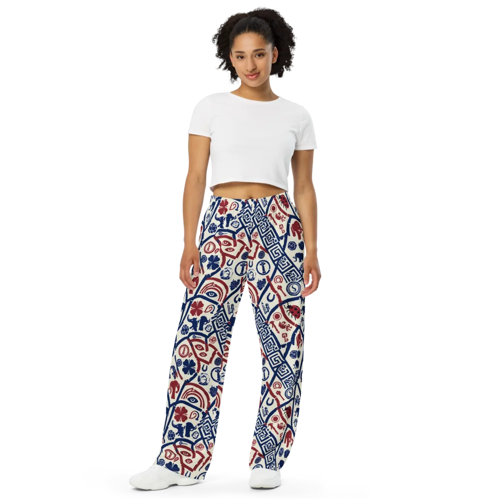 Heritage Menagerie on Wide-Leg Pants — Front