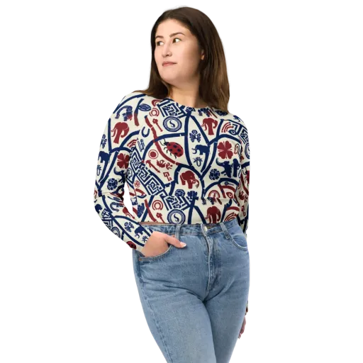 Heritage Menagerie on a Long Sleeve Crop Top