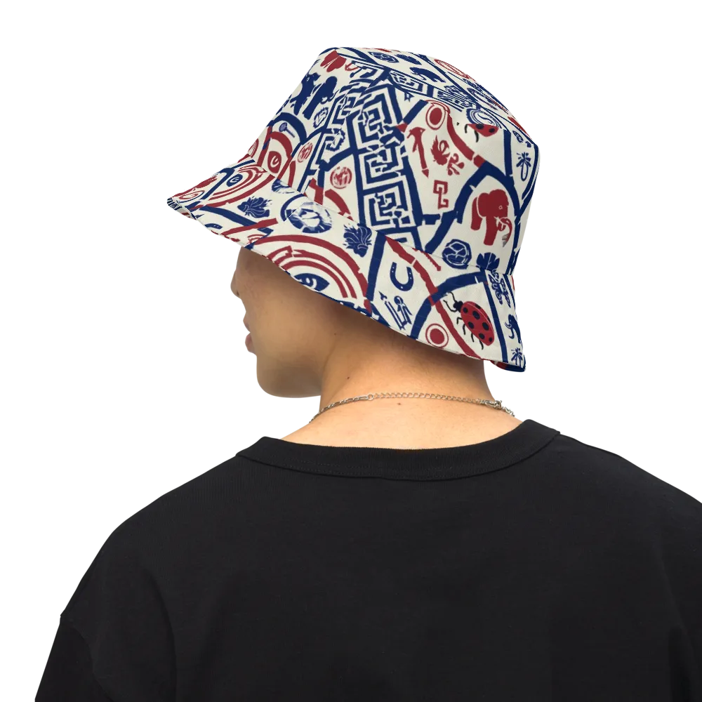 Heritage Menagerie on Reversible Bucket Hat — Back Inside