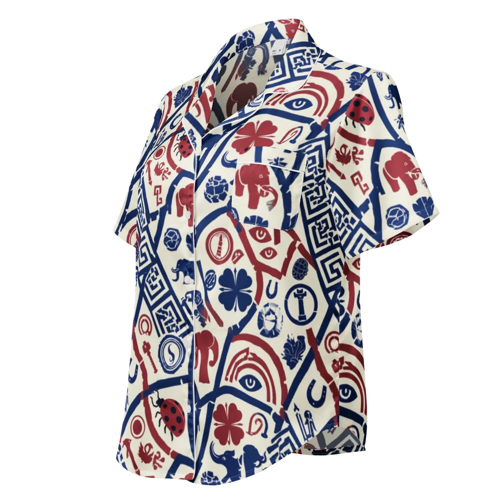 Heritage Menagerie on Women's Short Sleeve Pajama Top — Left Front