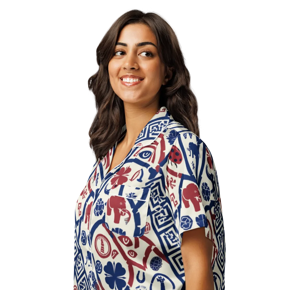 Heritage Menagerie on Women's Short Sleeve Pajama Top — Left Front