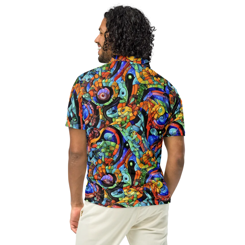 Cascade Muralista on Men's Slim Fit Polo Shirt — Back