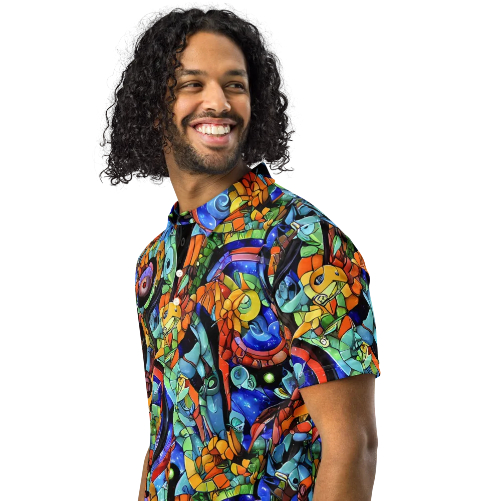 Cascade Muralista on Men's Slim Fit Polo Shirt — Left Front