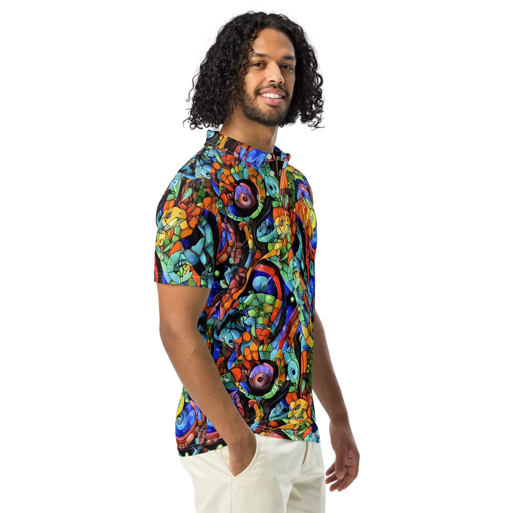 Cascade Muralista on Men's Slim Fit Polo Shirt — Right Front