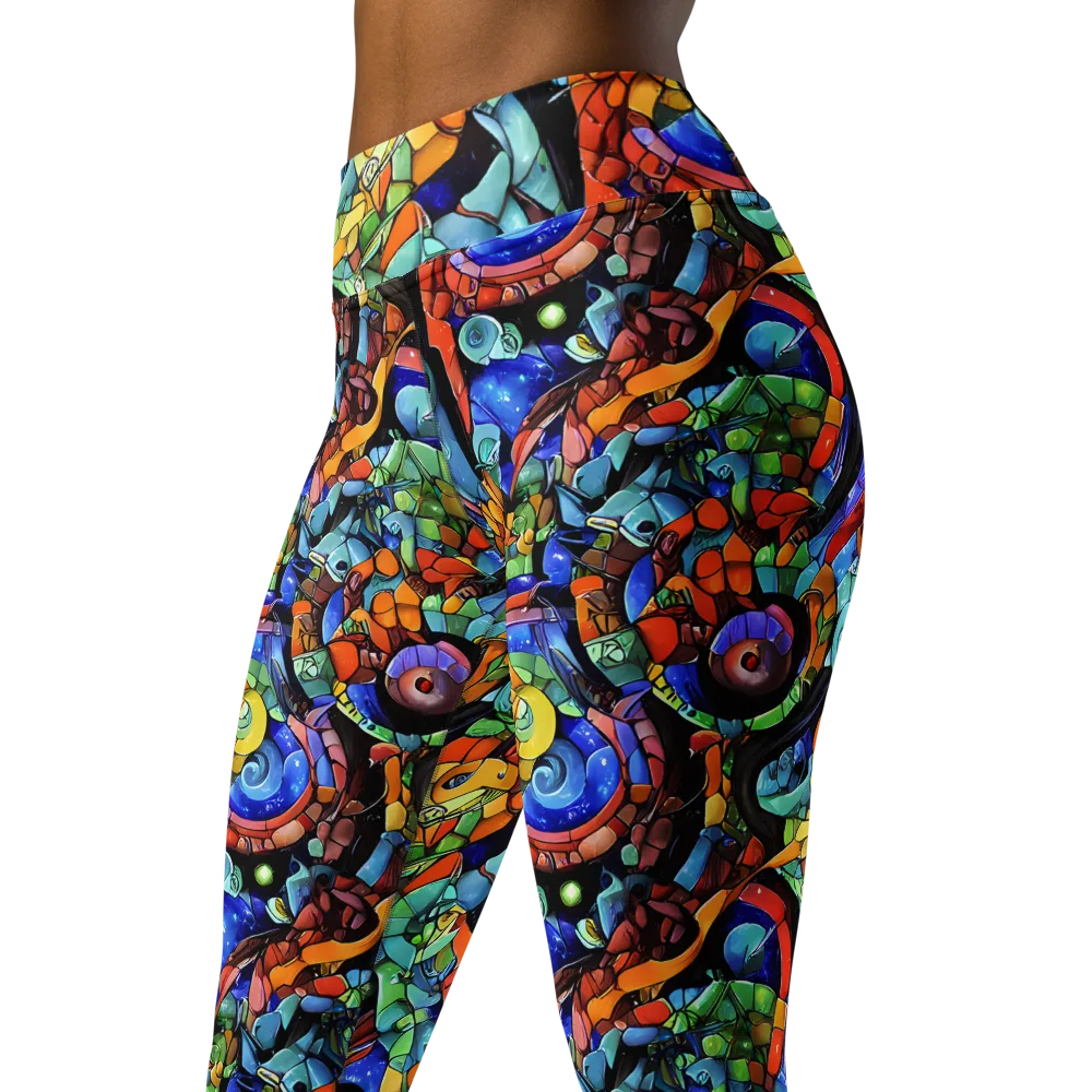 Cascade Muralista on Yoga Leggings — Left Front