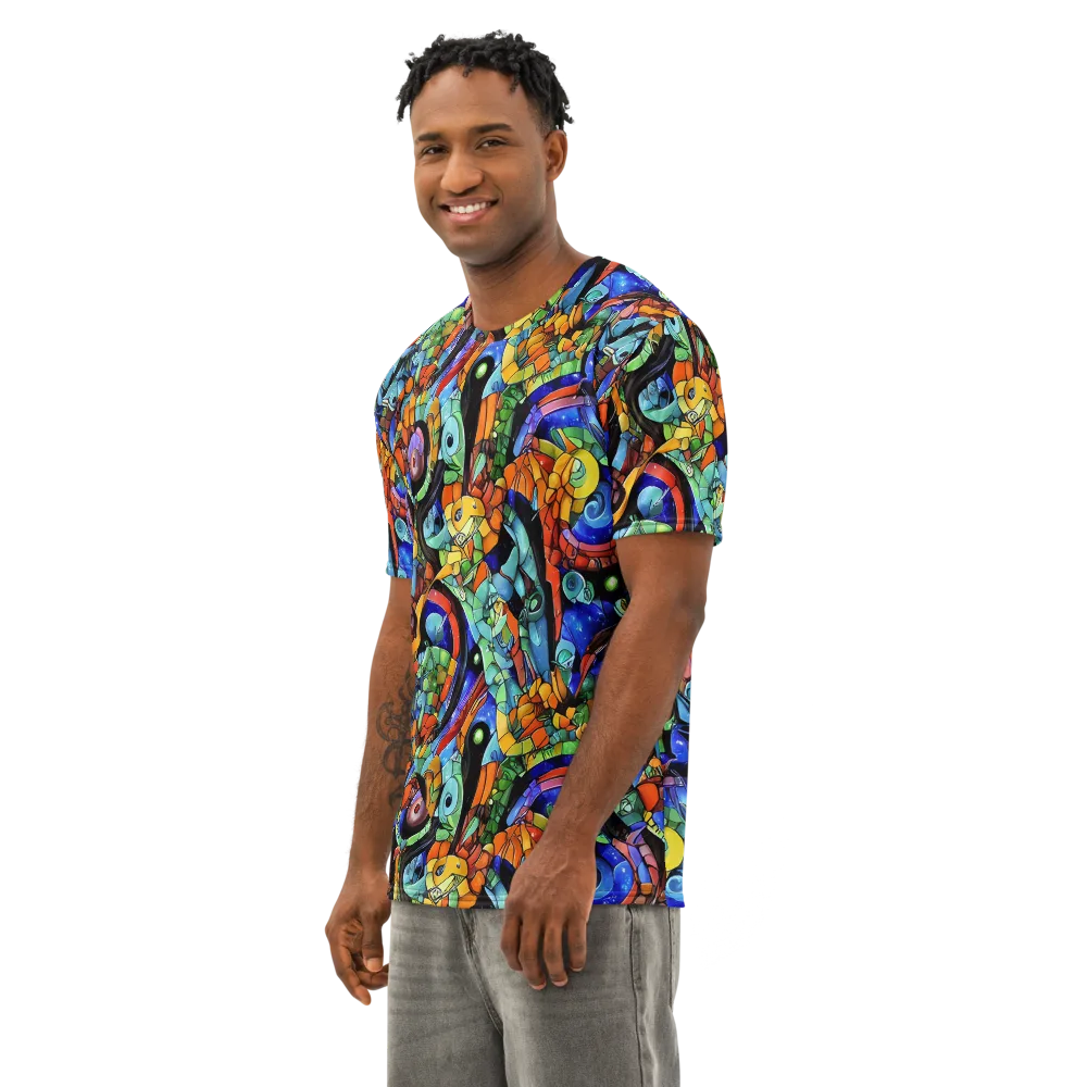 Cascade Muralista on Men's Cotton Crew Neck T-Shirt — Left Front