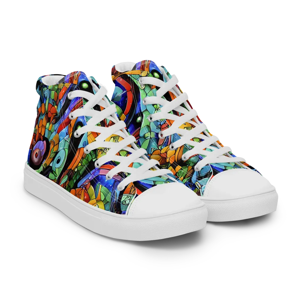 Cascade Muralista on Men's High Top Canvas Shoes — Right Front