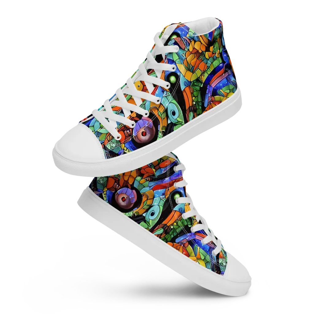Cascade Muralista on Men's High Top Canvas Shoes — Front
