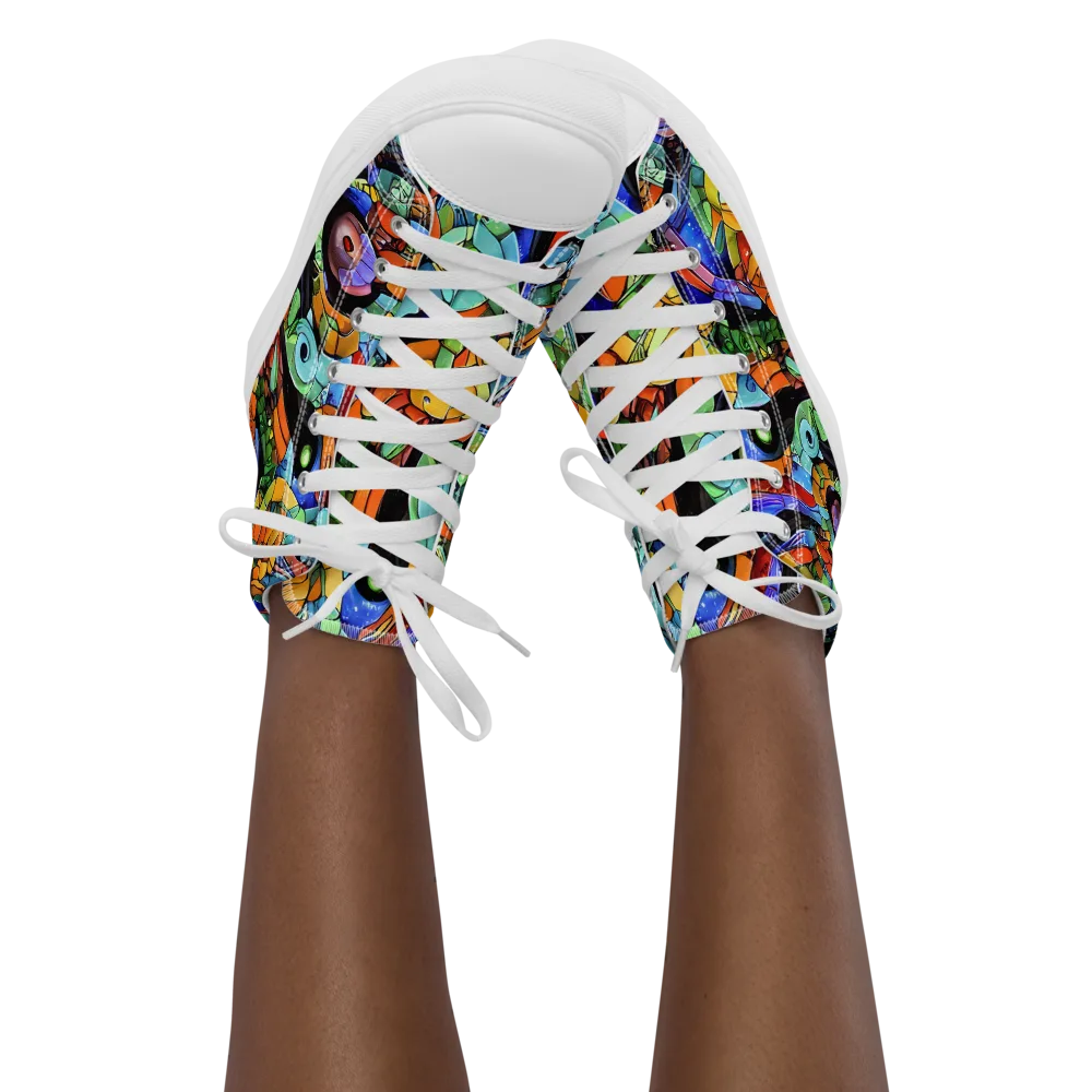 Cascade Muralista on Women's High Top Canvas Shoes — Front