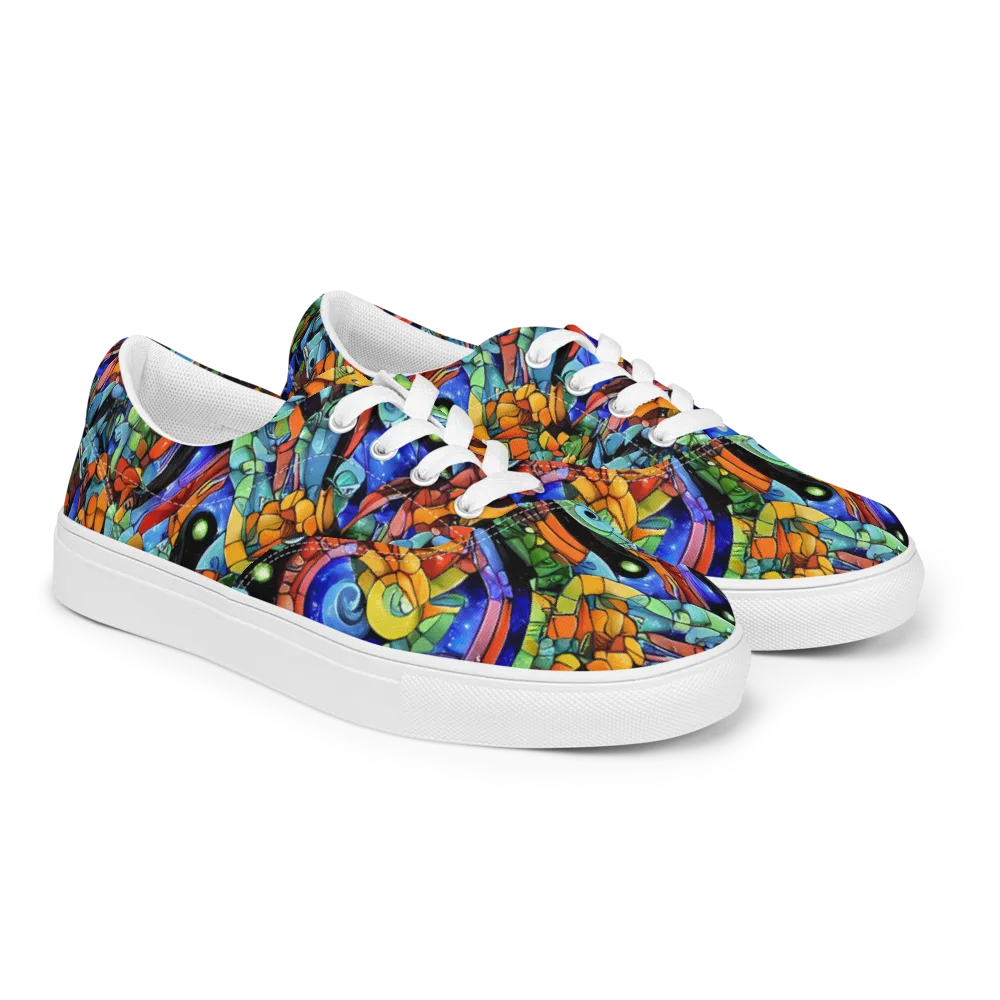Cascade Muralista on Men's Lace-Up Canvas Shoes — Right Front