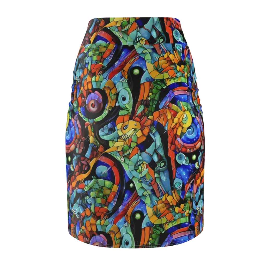 Cascade Muralista on Pencil Skirt — Back