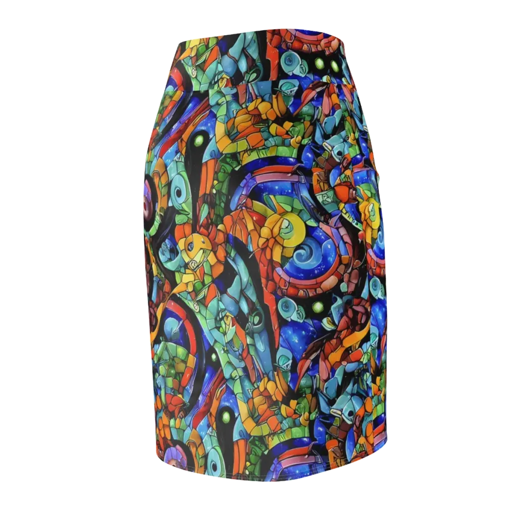 Cascade Muralista on Pencil Skirt — Back Side